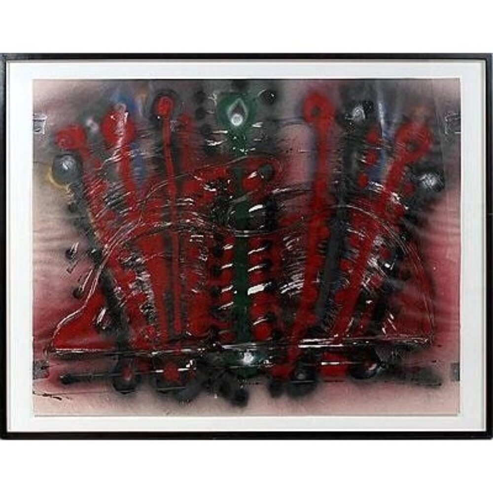 Vtg 1980's Art Michael Luchs Paint And Tape On Paper Detroit Mi Cass Corridor